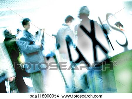 Taxi sign, people standing, superimposed pictures View Large Photo Image Picture - Taxi sign, people standing, superimposed pictures. Fotosearch