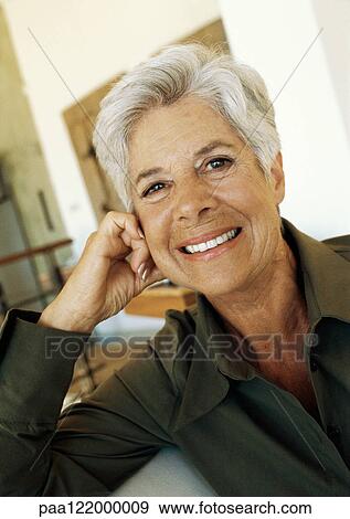 Senior woman smiling, portrait View Large Photo Image Stock Photo - Senior woman smiling, portrait. Fotosearch