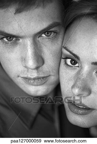 Couple cheek to cheek, close-up, b&w View Large Photo Image Stock Photo - Couple cheek to cheek, close-up, b&w. Fotosearch