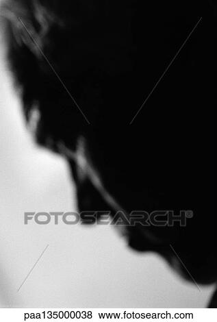 Stock Photo - Senior man, side view, close-up, blurred, b&w. Fotosearch