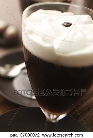 Glass of Irish coffee, close-up. View Large Photo Image Stock Image - Glass of Irish coffee, close-up.. Fotosearch