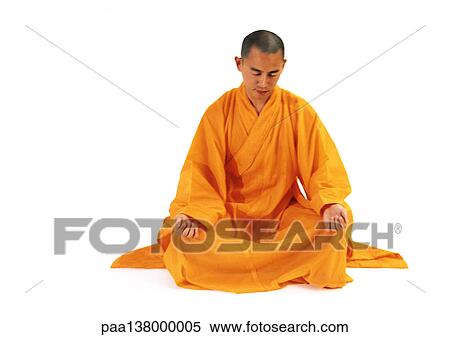 Buddhist monk meditating in lotus position View Large Photo Image Stock Photography - Buddhist monk meditating in lotus position. Fotosearch