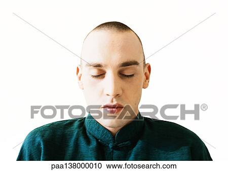 Man meditating, head and shoulders View Large Photo Image Stock Image - Man meditating, head and shoulders. Fotosearch