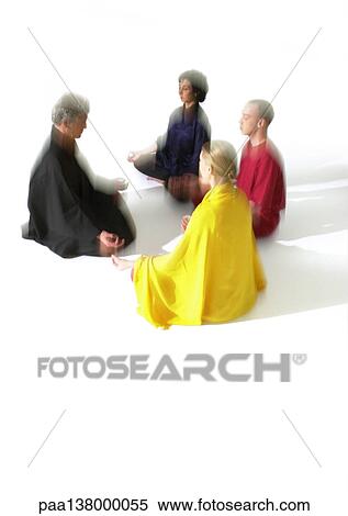 People sitting on floor in lotus position, meditating, blurred View Large Photo Image Stock Photography - People sitting on floor in lotus position, meditating, blurred. Fotosearch