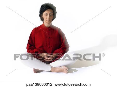 Woman sitting indian style, meditating View Large Photo Image Stock Image - Woman sitting indian style, meditating. Fotosearch