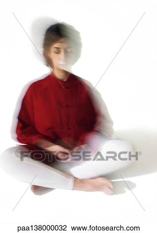 Woman sitting indian style, meditating, blurred View Large Photo Image Stock Image - Woman sitting indian style, meditating, blurred. Fotosearch