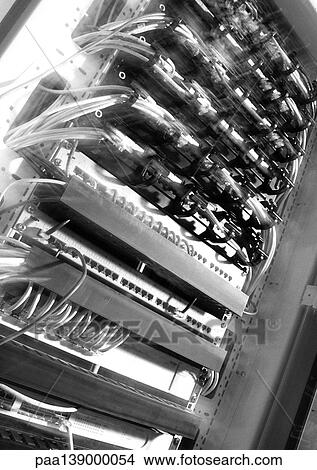 Circuits and wiring, close-up, b&w. View Large Photo Image Picture - Circuits and wiring, close-up, b&w.. Fotosearch