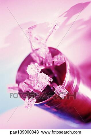Computer plugs sticking out of can. View Large Photo Image Stock Image - Computer plugs sticking out of can.. Fotosearch