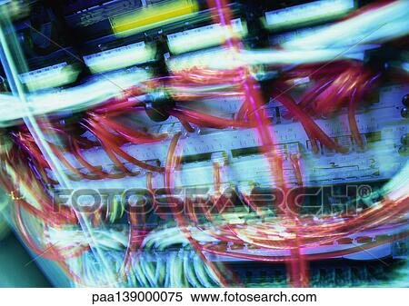 Stock Photography - Computer wiring, blurred, close-up.. Fotosearch