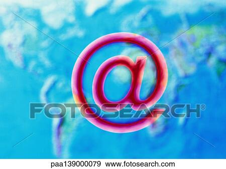 @ symbol, world map in background. View Large Photo Image Stock Photo - @ symbol, world map in background.. Fotosearch