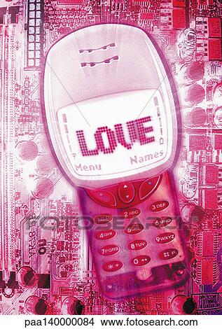 Cell phone, "Love" message on screen, digital composite. View Large Illustration Stock Illustration - Cell phone, "Love" message on screen, digital composite.. Fotosearch