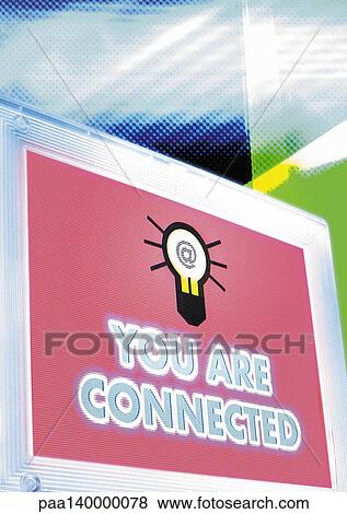 Computer, "You Are Connected" message on screen, digital composite. View Large Illustration Stock Illustration - Computer, "You Are Connected" message on screen, digital composite.. Fotosearch