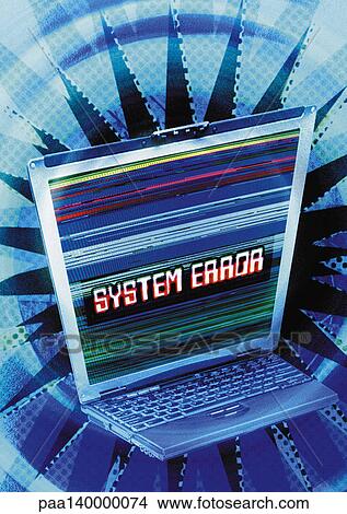 Laptop in cyberspace, "System Error" message on screen, digital composite. View Large Illustration Stock Illustration - Laptop in cyberspace, "System Error" message on screen, digital composite.. Fotosearch
