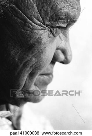 Senior man, side view, close-up, b&w. View Large Photo Image Stock Photo - Senior man, side view, close-up, b&w.. Fotosearch