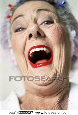 Elderly woman laughing, portrait, close-up View Large Photo Image Stock Photo - Elderly woman laughing, portrait, close-up. Fotosearch