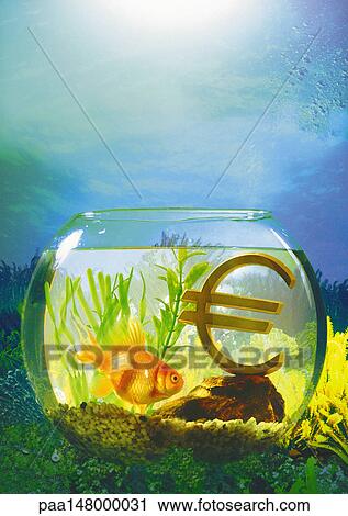 Euro sign in a fish bowl. View Large Illustration Clip Art - Euro sign in a fish bowl.. Fotosearch