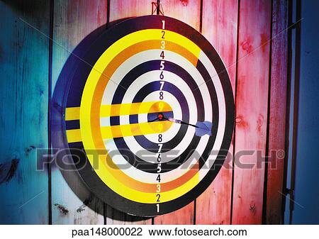 Euro sign on dart board. View Large Illustration Drawing - Euro sign on dart board.. Fotosearch