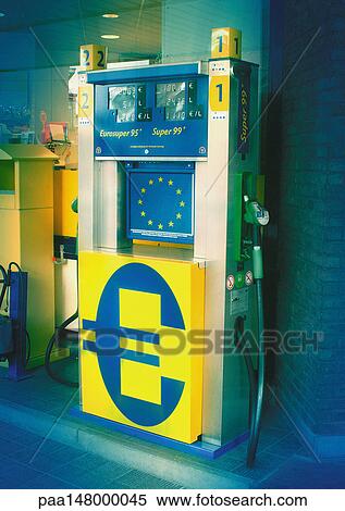 Euro sign on gas pump. View Large Illustration Stock Illustration - Euro sign on gas pump.. Fotosearch