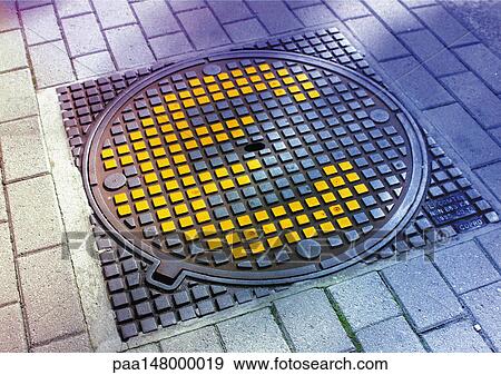Euro sign on manhole cover. View Large Illustration Stock Illustration - Euro sign on manhole cover.. Fotosearch