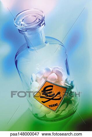 Euro sign on poison bottle. View Large Illustration Stock Illustration - Euro sign on poison bottle.. Fotosearch