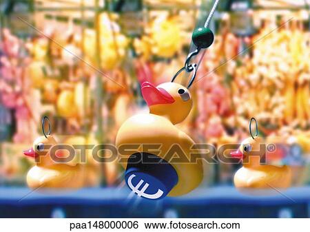 Stock Illustration - Euro sign under rubber duck.. Fotosearch