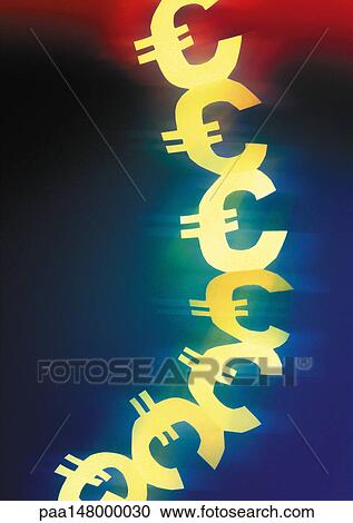 Euro signs cut out on a paper chain. View Large Illustration Clipart - Euro signs cut out on a paper chain.. Fotosearch