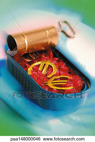 Euro signs in a can of food. View Large Illustration Stock Illustration - Euro signs in a can of food.. Fotosearch