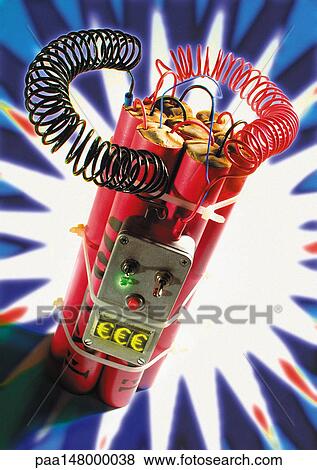Time bomb ticking with euro signs. View Large Illustration Stock Illustration - Time bomb ticking with euro signs.. Fotosearch