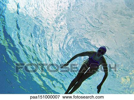 Woman underwater, underwater view. View Large Photo Image Stock Photo - Woman underwater, underwater view.. Fotosearch