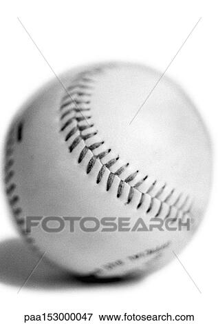 Stock Photo - Baseball, close-up, b&w.. Fotosearch