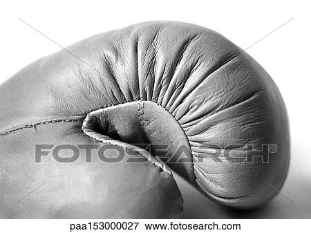 Stock Photo - Boxing glove, close-up, b&w.. Fotosearch