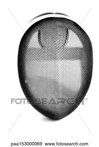 Stock Photo - Fencing mask, b&w.. Fotosearch