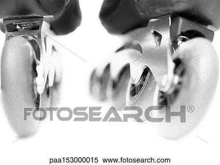 Stock Photography - In-line skate, close-up of wheels, b&w.. Fotosearch