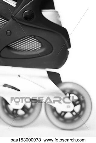 In-line skate, side view, close-up, b&w. View Large Photo Image Stock Photo - In-line skate, side view, close-up, b&w.. Fotosearch