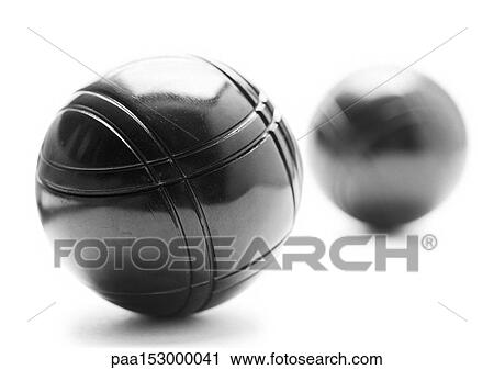 Stock Image - Petanque balls, b&w. . Fotosearch