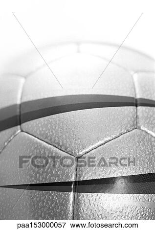 Stock Photo - Soccer ball, extreme close-up, b&w.. Fotosearch