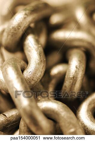Stock Image - Metal chain, extreme close-up, b&w.. Fotosearch