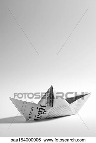 Origami boat, b&w. View Large Photo Image Stock Photograph - Origami boat, b&w.. Fotosearch