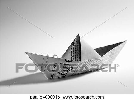 Stock Photography - Origami boat, b&w.. Fotosearch
