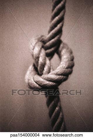 Rope tied in knot, close-up, b&w. View Large Photo Image Picture - Rope tied in knot, close-up, b&w.. Fotosearch