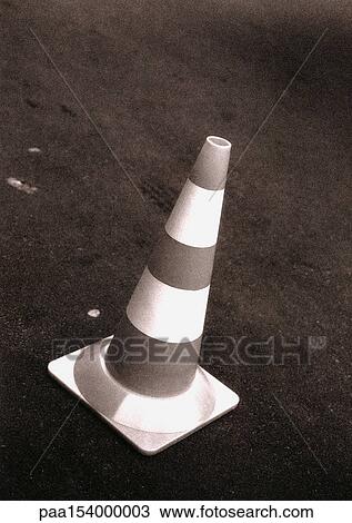Traffic cone, b&w. View Large Photo Image Stock Image - Traffic cone, b&w.. Fotosearch
