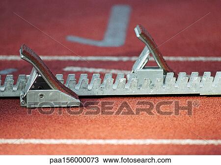 Starting block on track, close-up View Large Photo Image Stock Image - Starting block on track, close-up. Fotosearch