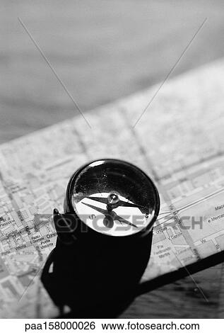 Compass, b&w. View Large Photo Image Stock Photograph - Compass, b&w.. Fotosearch