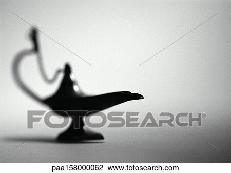 Stock Image - Oil lamp, b&w.. Fotosearch