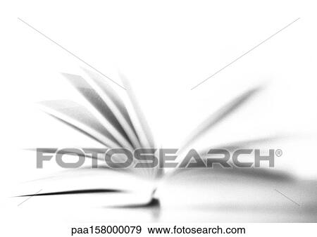 Stock Photo - Open book, blurred, b&w.. Fotosearch