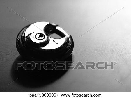 Padlock, b&w. View Large Photo Image Stock Photo - Padlock, b&w.. Fotosearch