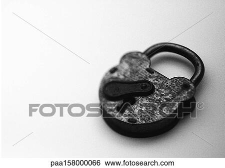 Stock Photograph - Padlock, b&w.. Fotosearch