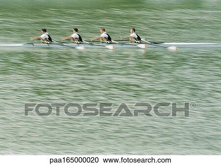 Four men rowing crew in boat, side view. View Large Photo Image Stock Image - Four men rowing crew in boat, side view.. Fotosearch