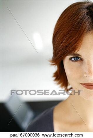 Woman smiling, partial view, portrait, close-up View Large Photo Image Stock Photograph - Woman smiling, partial view, portrait, close-up. Fotosearch