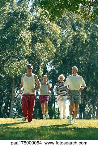 Four mature joggers in park View Large Photo Image Picture - Four mature joggers in park. Fotosearch